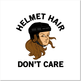 Hockey Helmet Hair Don't Care Brunette Posters and Art